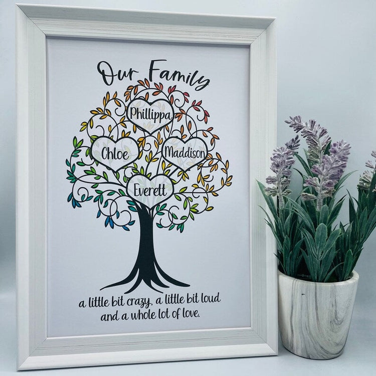 Pebble Art Family of Four Gift, Family Tree Gift, Custom family portrait, Handmade Custom Home Decor